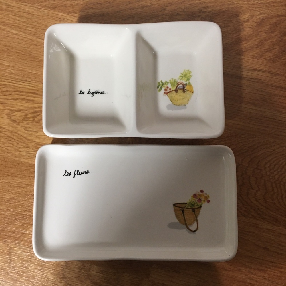 Rae Dunn 2 Ceramic Trays les fleury la legumes